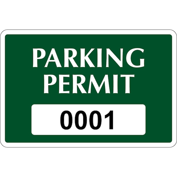 Lustre-Cal Static Cling Parking Permit Green 3in x 2in Serialized 001-050, 50PK 253442SCL1G0001 - main